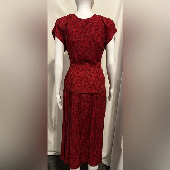 Rare 1980’s Vintage Componix Sz 5/7 Red Rose Floral Set Cottagecore Whimsigoth - Picture 6 of 10